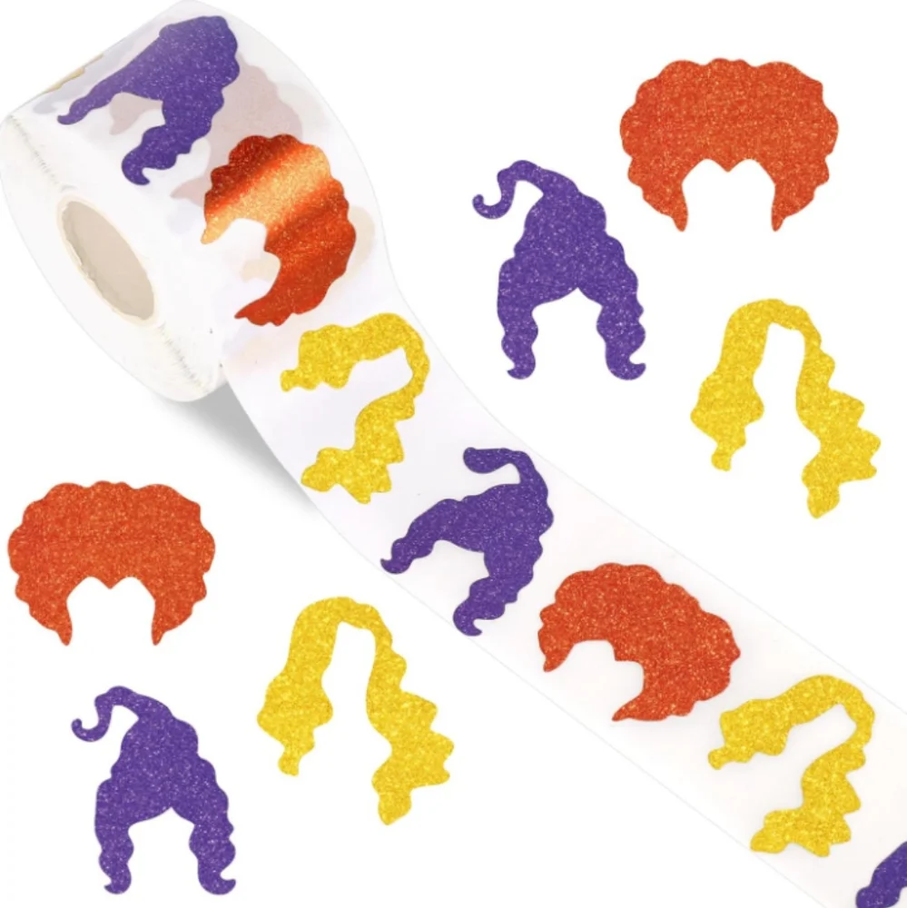 AnyDesign 600Pcs Hocus Pocus Glitter Roll Stickers NWT